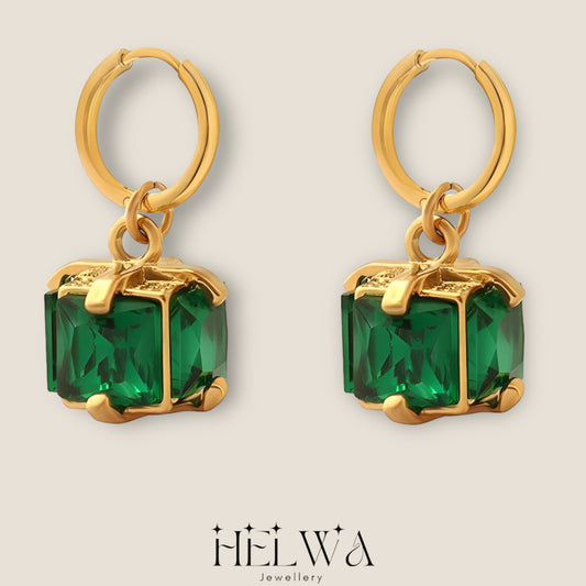 HELWA Emerald Crystal Drop Mini Hoops